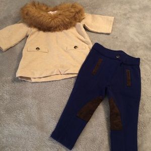 Janie & Jack Faux Fur Shirt and Riding Pants